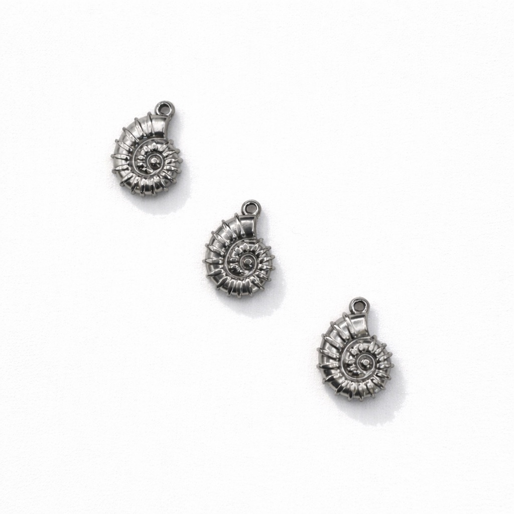 Nautilus Shell Charm Silver Stainless Steel 25$